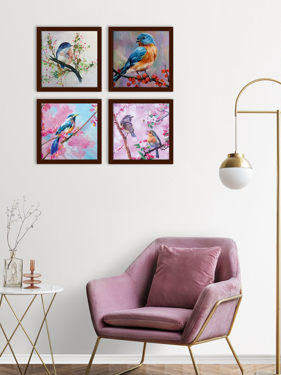 

PAPER PLANE DESIGN Pink & Blue 4-Pieces Printed Wall Photo Frames