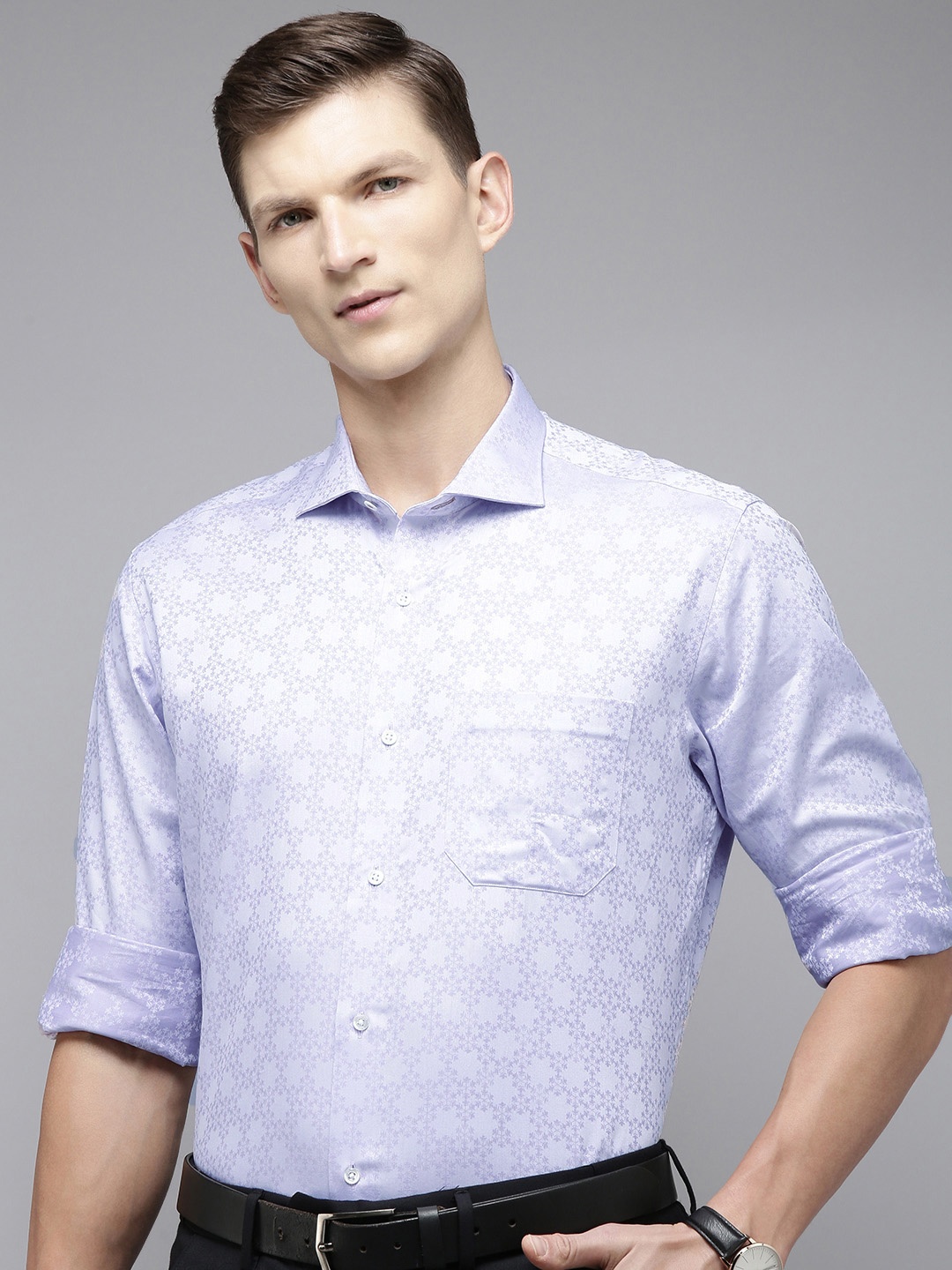 

Van Heusen Men Self Design Formal Shirt, Lavender