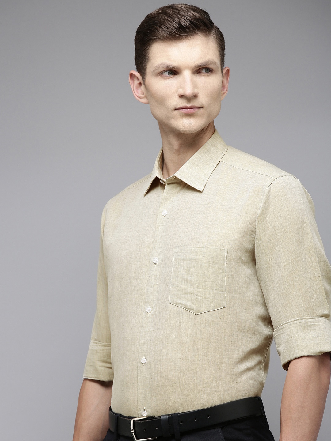 

Van Heusen Men Linen Cotton Formal Shirt, Beige