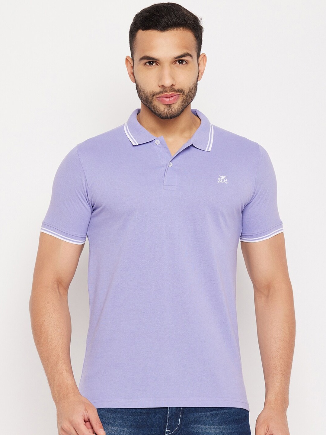 

Duke Men Polo Collar Cotton Slim Fit T-shirt, Purple