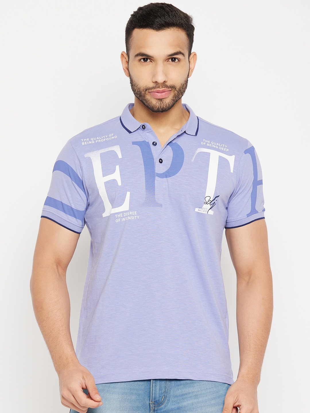 

Duke Typography Printed Polo Collar Cotton Slim Fit T-shirt, Lavender