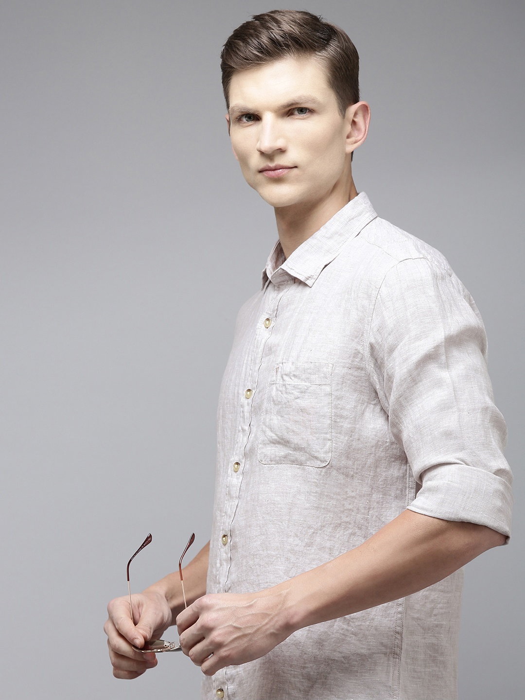 

Van Heusen Sport Men Linen Slim Fit Formal Shirt, Beige
