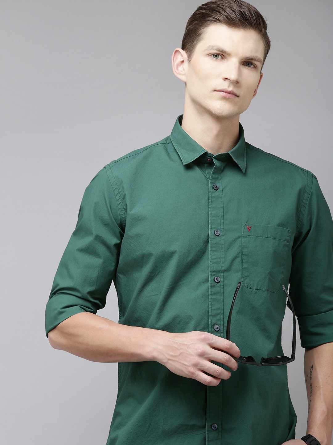 

Van Heusen Sport Slim Fit Opaque Casual Shirt, Green