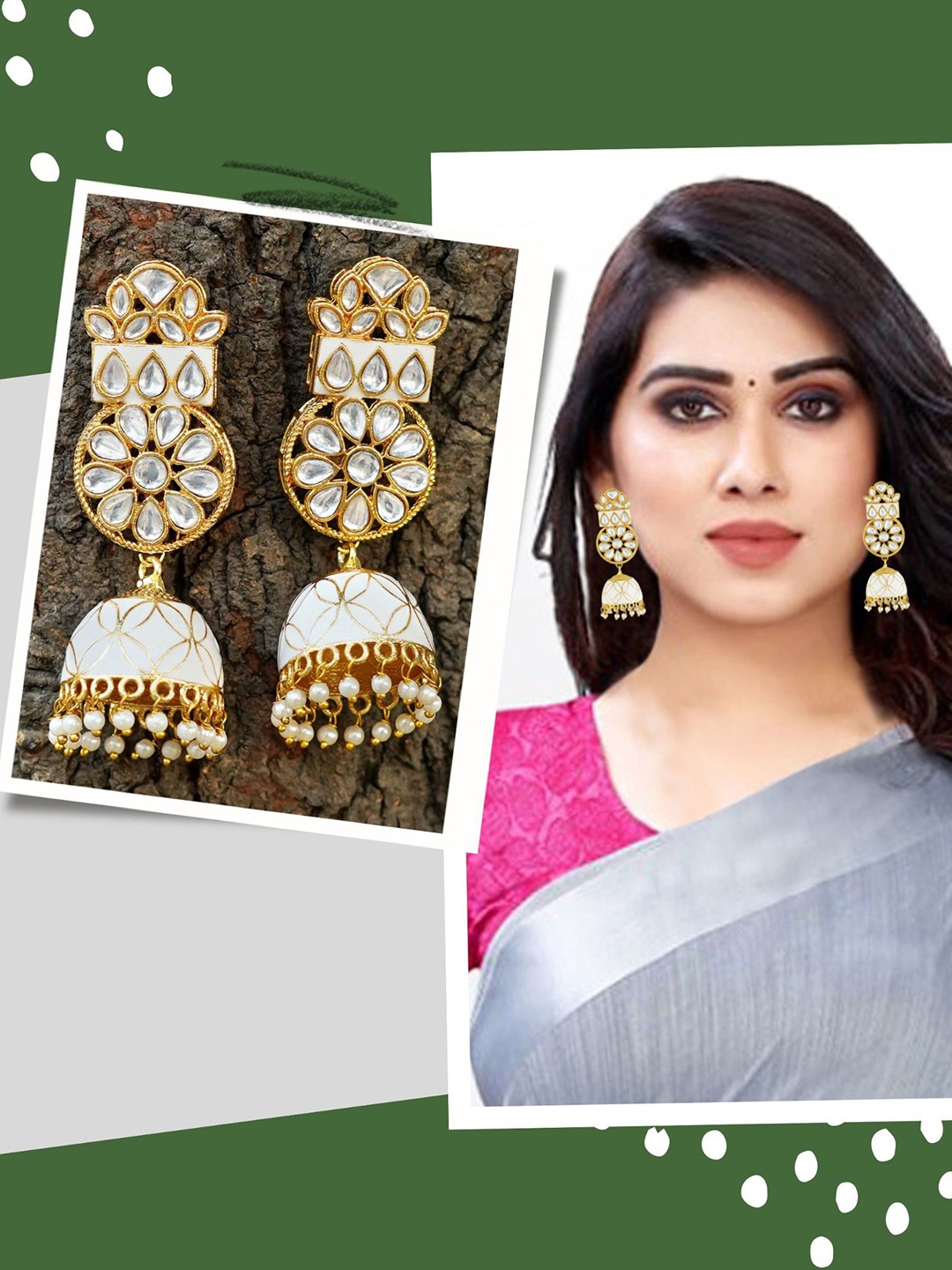 

MANSIYAORANGE Floral Jhumkas Earrings, White