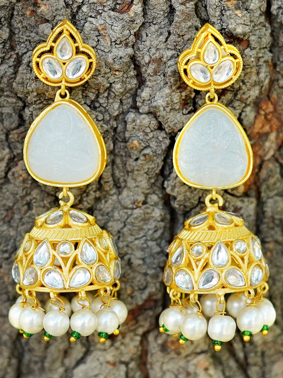 

MANSIYAORANGE Floral Jhumkas Earings, White
