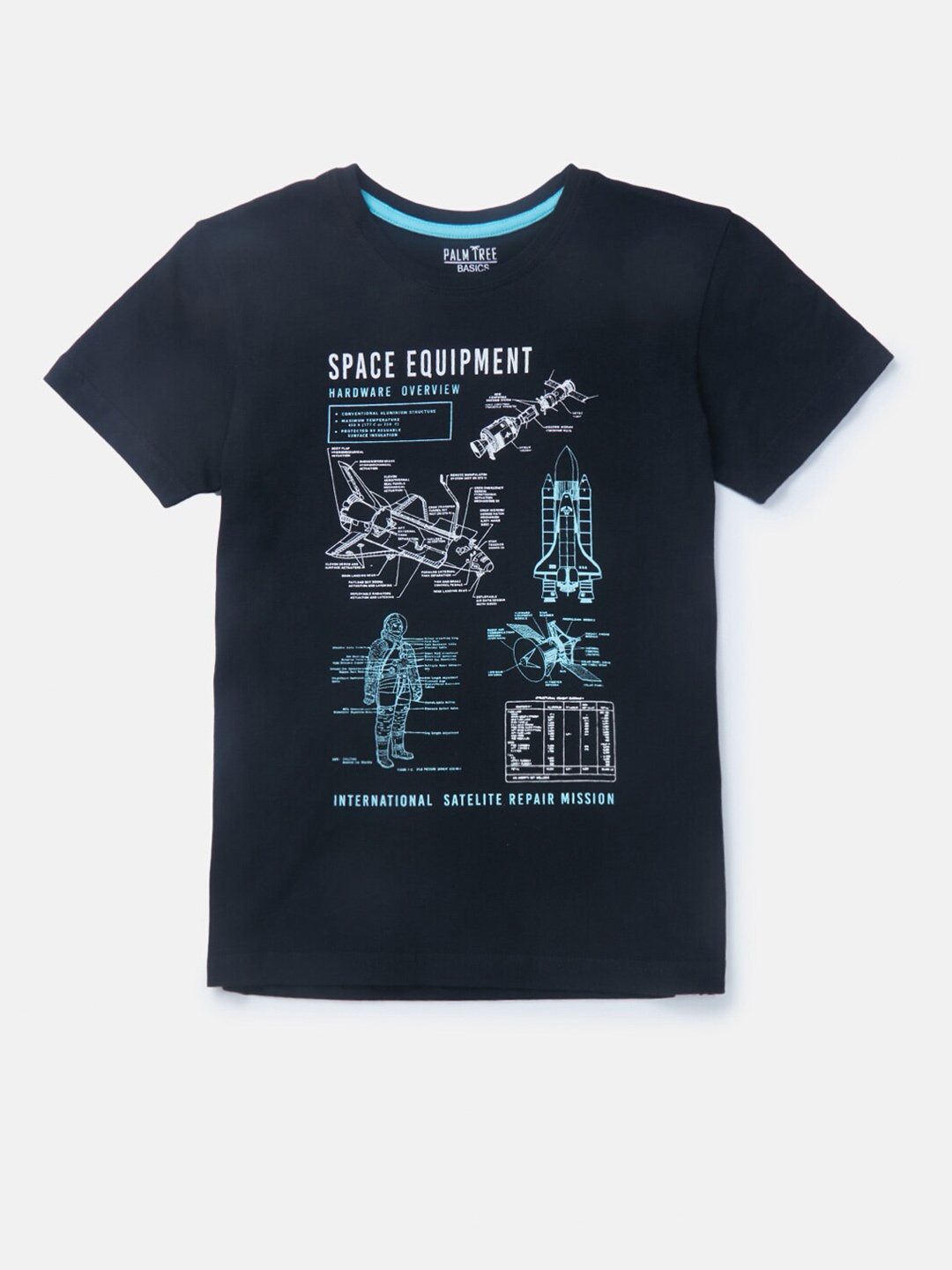 

Palm Tree Infants Boys Graphic Printed Cotton T-shirt, Black