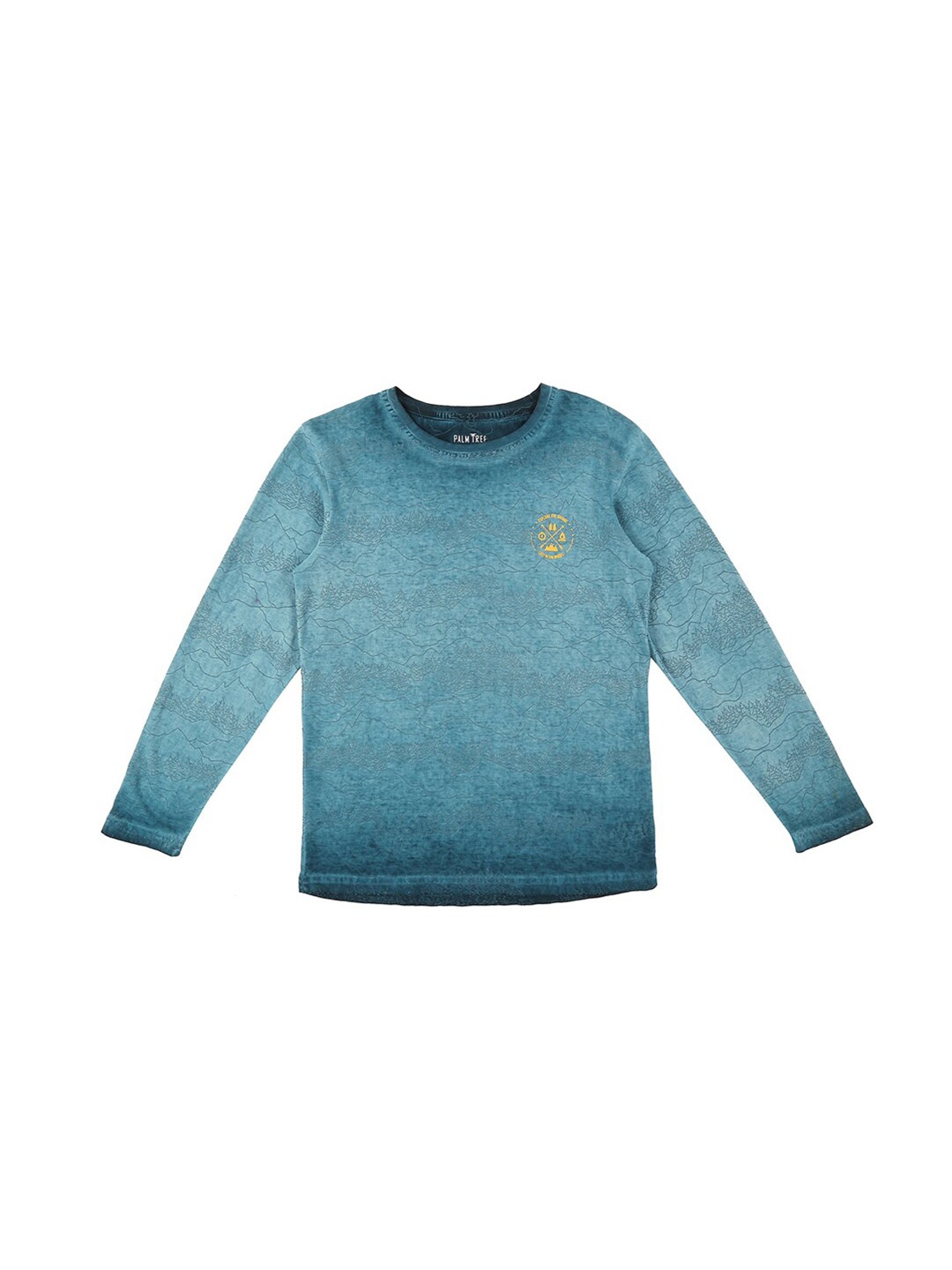 

Palm Tree Boys Abstract Printed Long Sleeves Cotton T-shirt, Blue