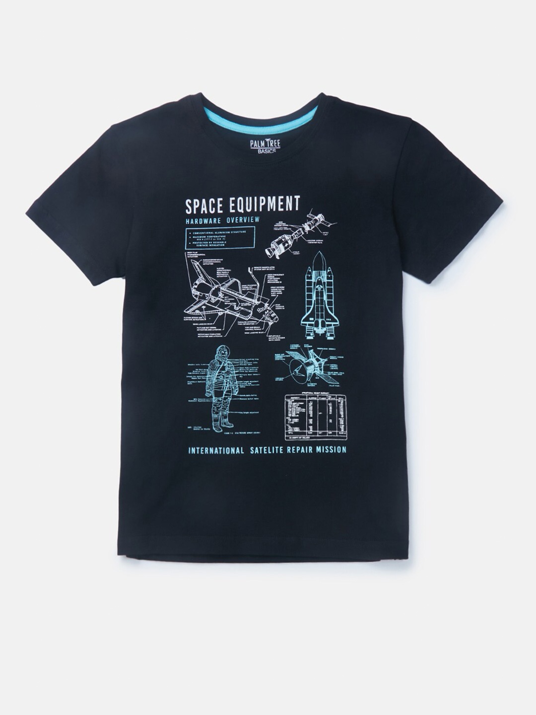 

Palm Tree Boys Graphic Printed Cotton T-shirt, Navy blue