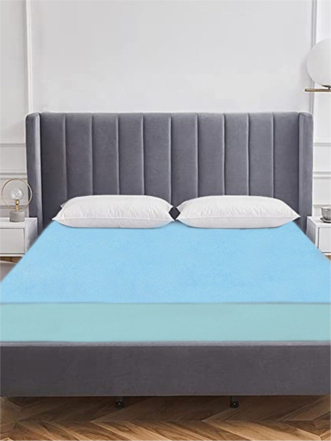 

URBAN SPACE Blue Waterproof Cotton King Bed Mattress Protector