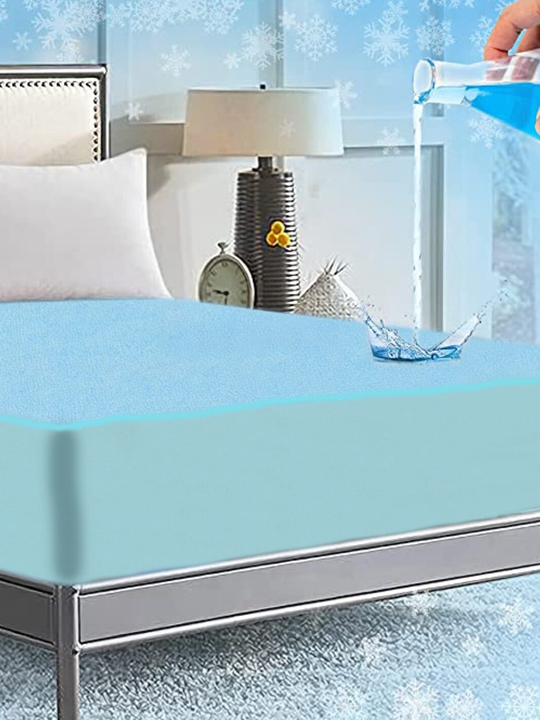

URBAN SPACE Blue Waterproof King Bed Mattress Protector
