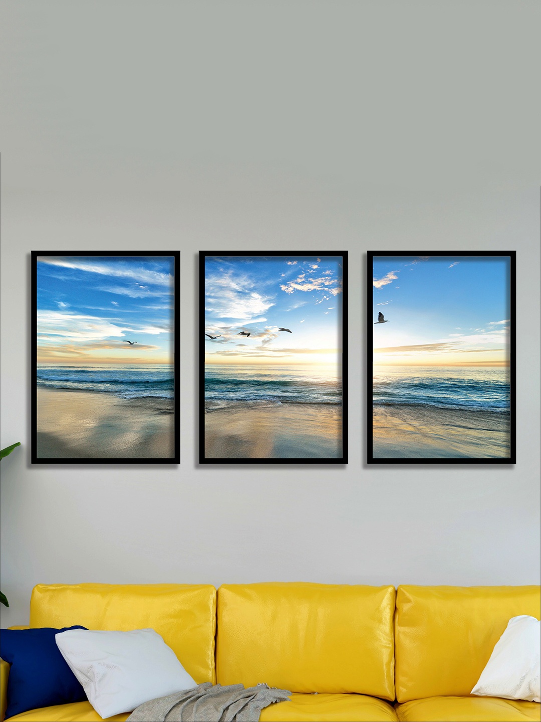 

SAF Blue & White 3 Pieces Sea & Waves Painting Wall Art