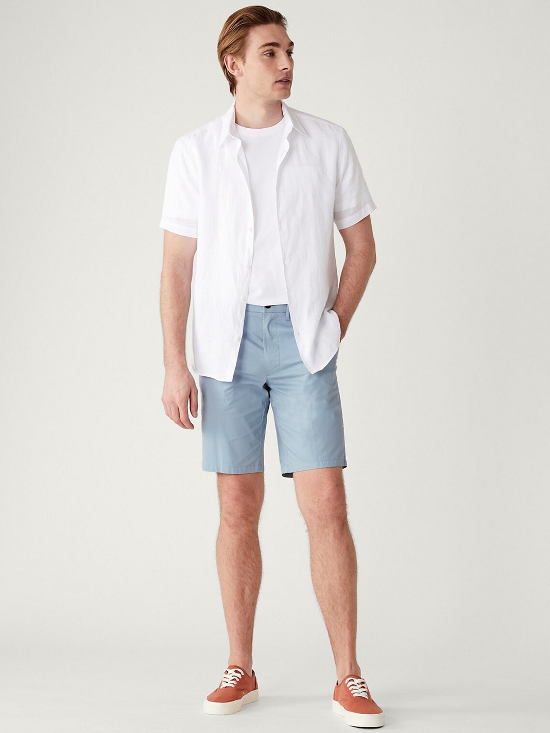 

Marks & Spencer Men Mid-Rise Chino Shorts, Blue
