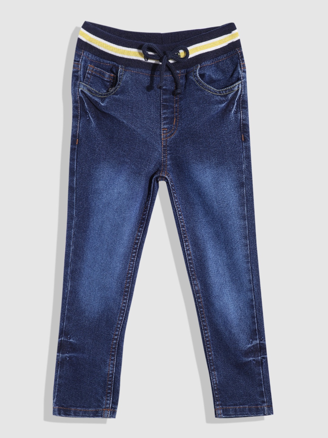 

YK Boys Slim Fit Light Fade Jeans, Navy blue