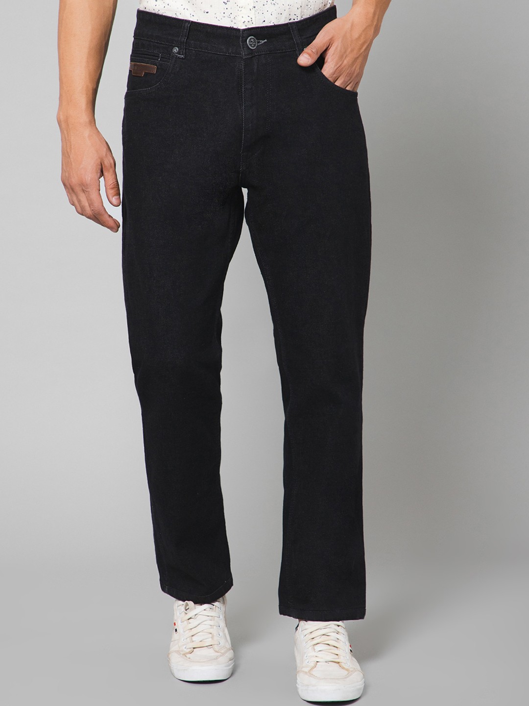 

Cantabil Men Relaxed Fit Mid-Rise Clean Look Stretchable Jeans, Black