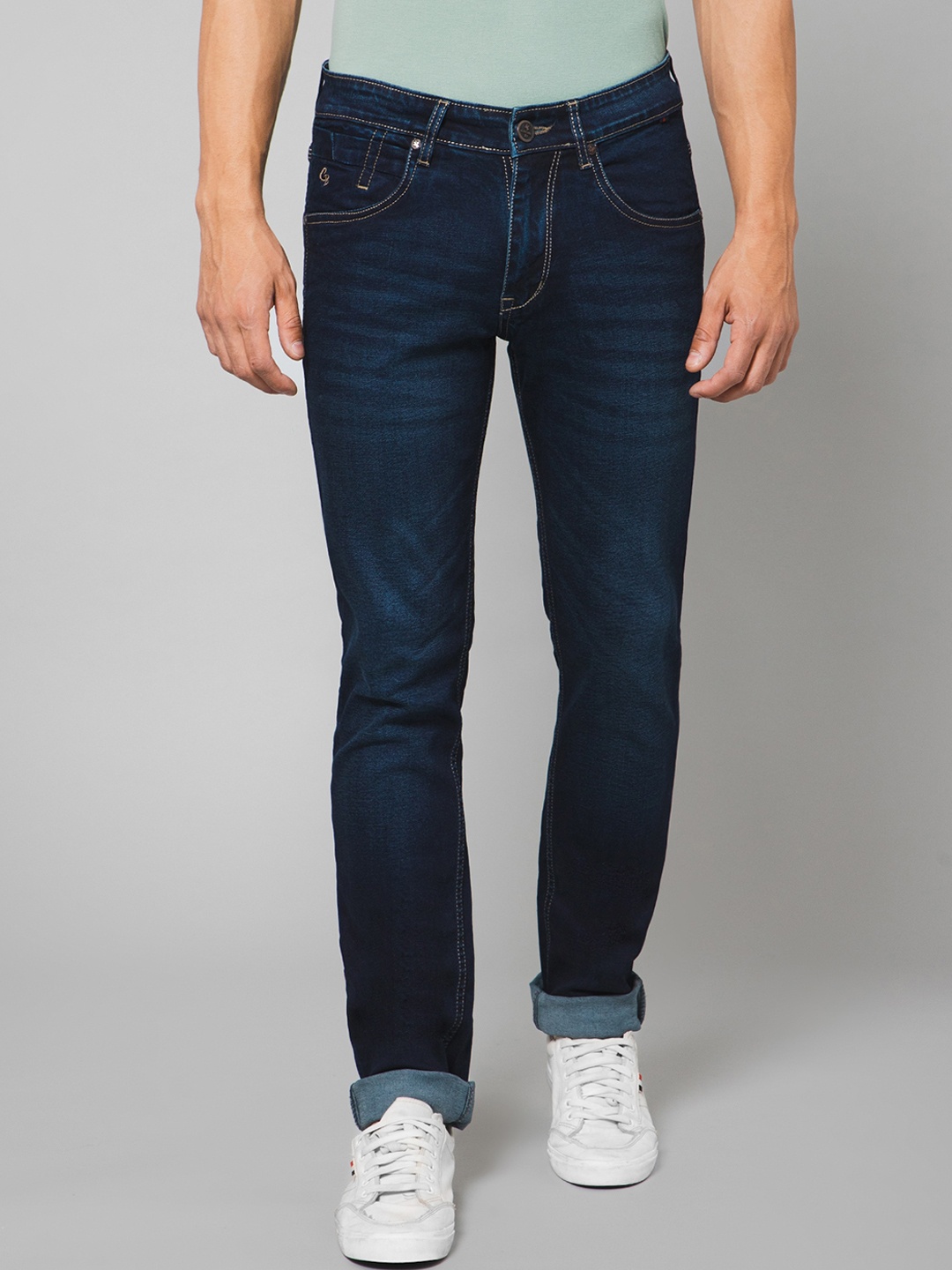 

Cantabil Men Mid-Rise Clean Look Light Fade Clean Look Stretchable Jeans, Blue