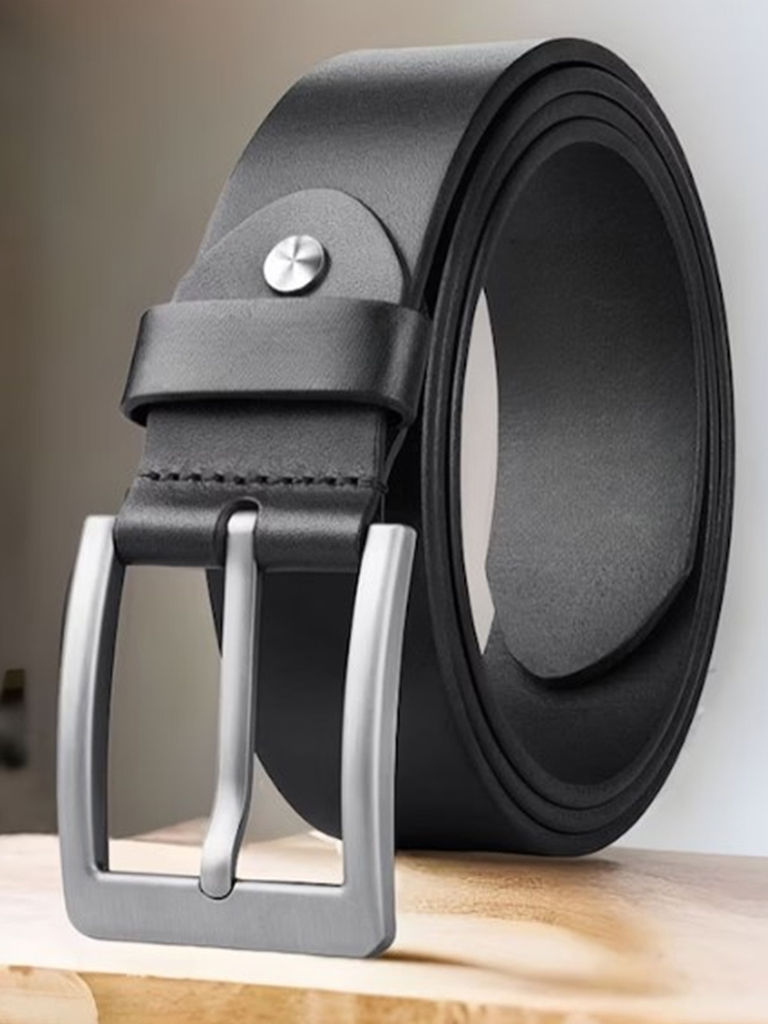 KAEZRI Men Leather Wide Formal Belt, Black