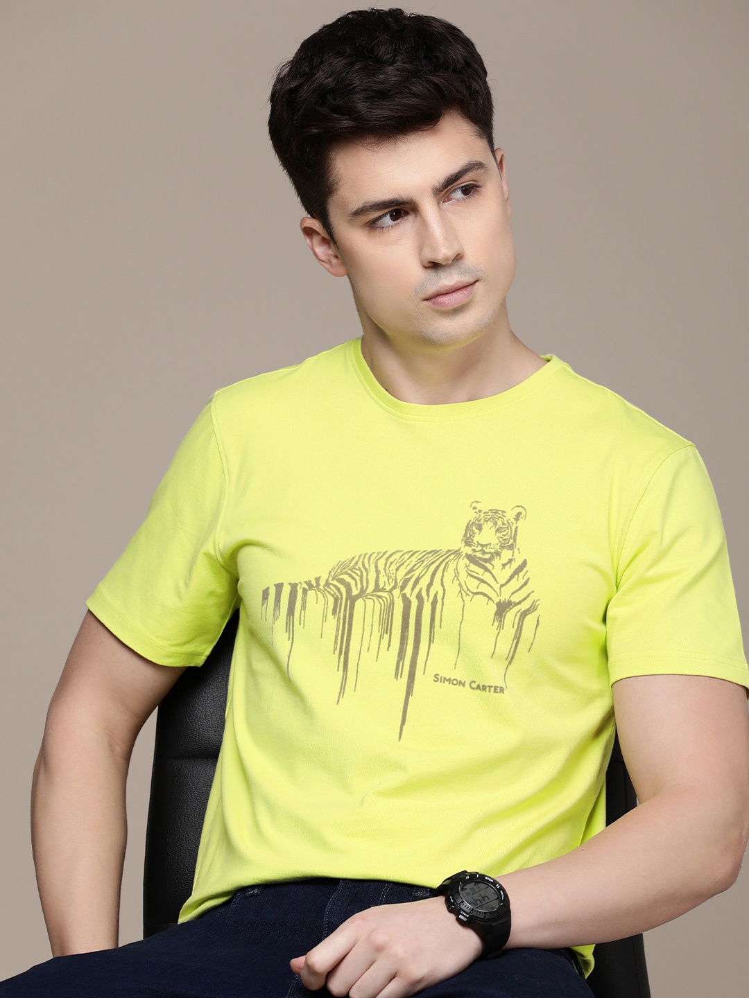 

SIMON CARTER LONDON Men Printed Slim Fit T-shirt, Green