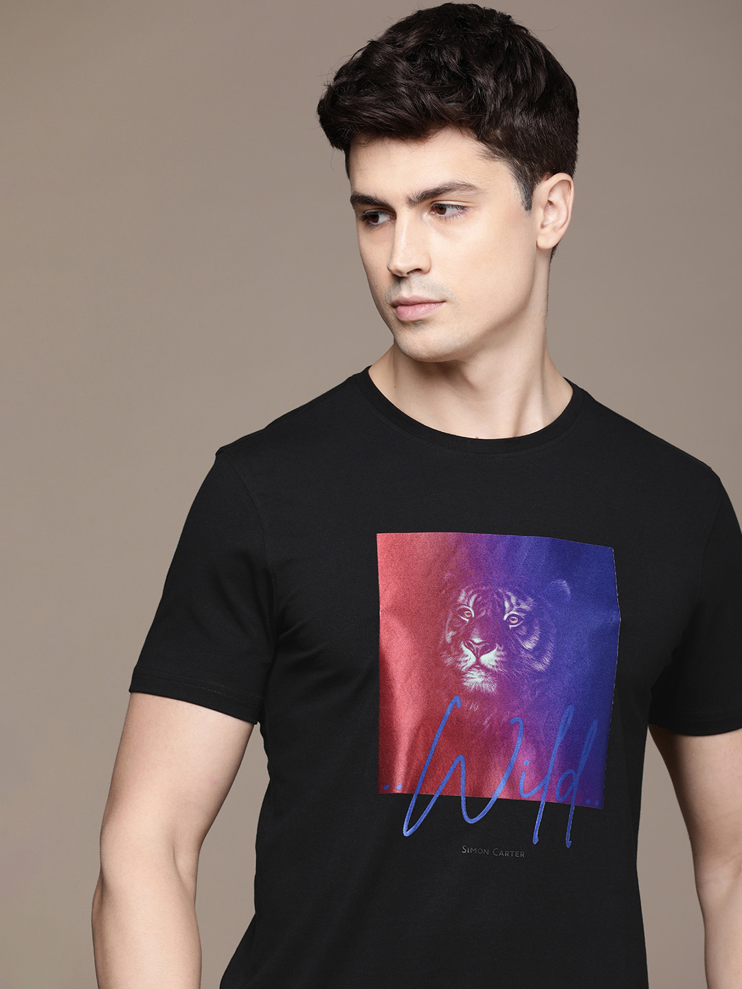 

SIMON CARTER LONDON Men Printed Slim Fit T-shirt, Black