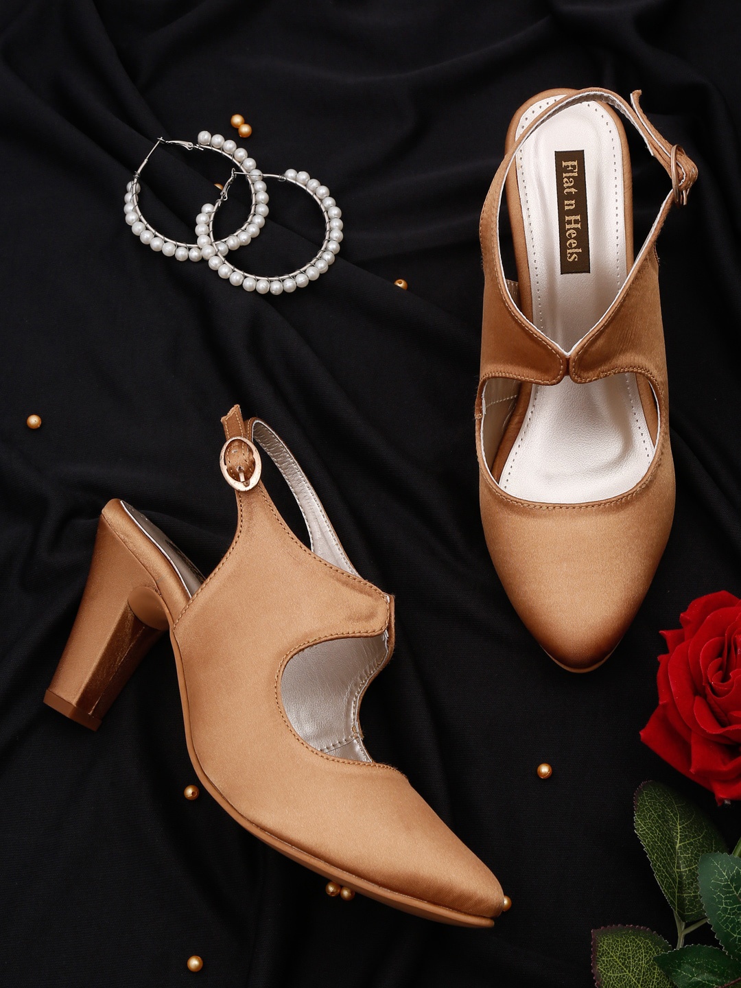 

Flat n Heels Pointed Toe Block Heel Mules, Gold