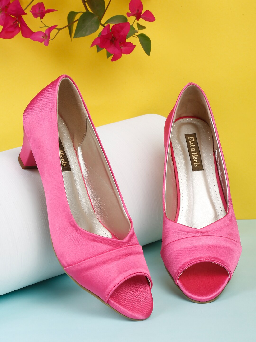 

Flat n Heels Closed Back Block Peep Toes, Fuchsia