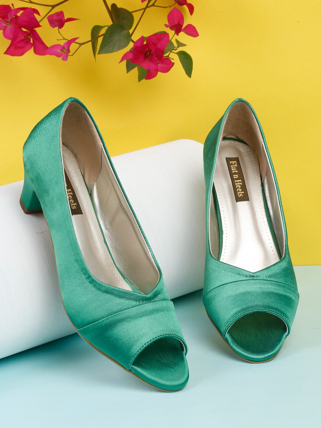 

Flat n Heels Closed Back Block Peep Toes, Green