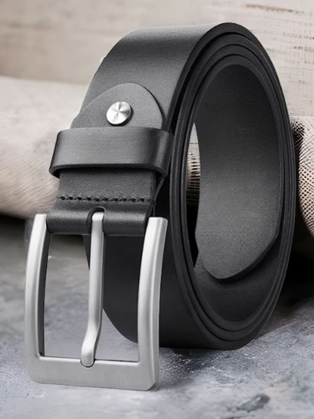 KAEZRI Men Leather Wide Formal Belt, Black