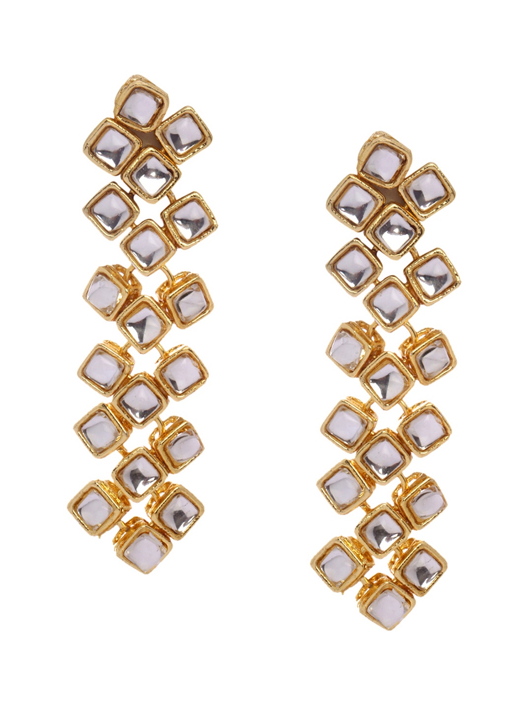 

Shining Diva Gold-Toned Geometric Drop Earrings