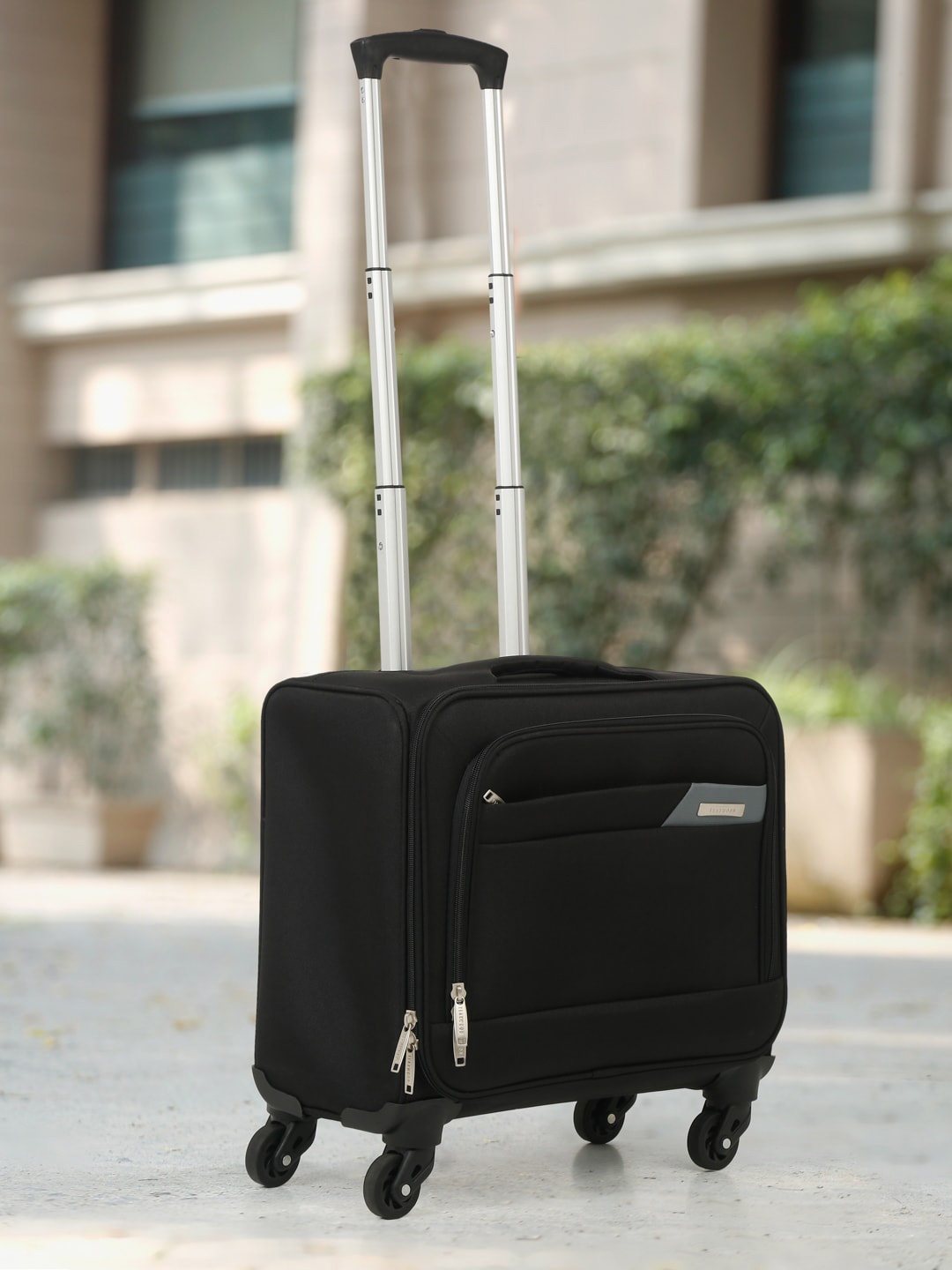 

Teakwood Leathers Textured Hard-Sided Medium Trolley Suitcase, Black