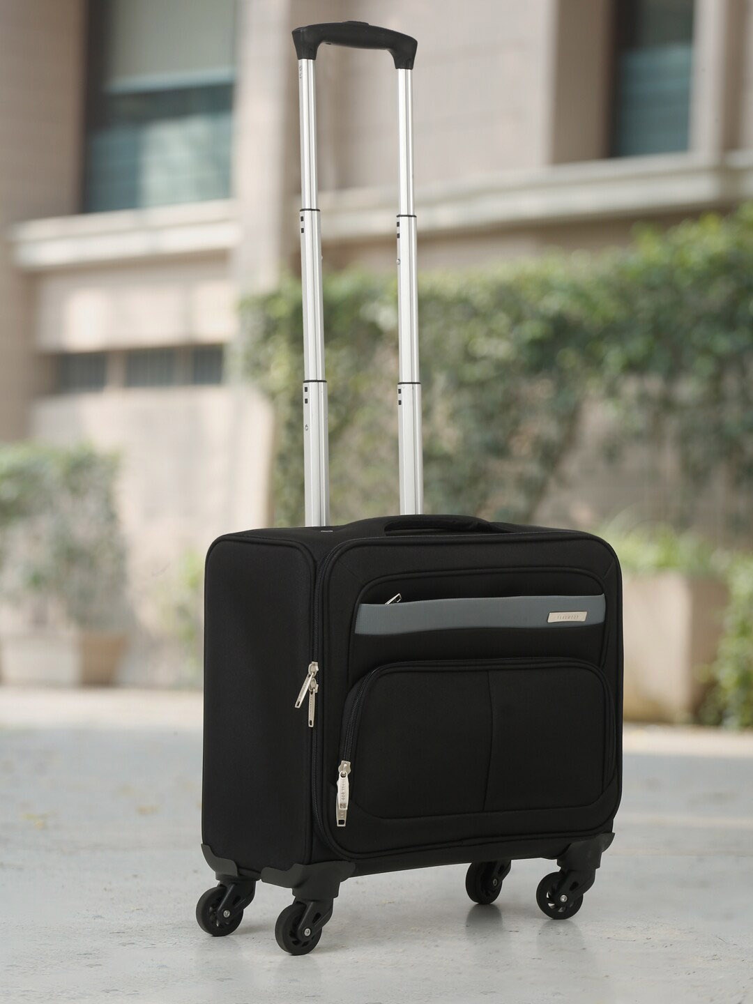 

Teakwood Leathers Textured Soft-Sided Medium Trolley Suitcase, Black
