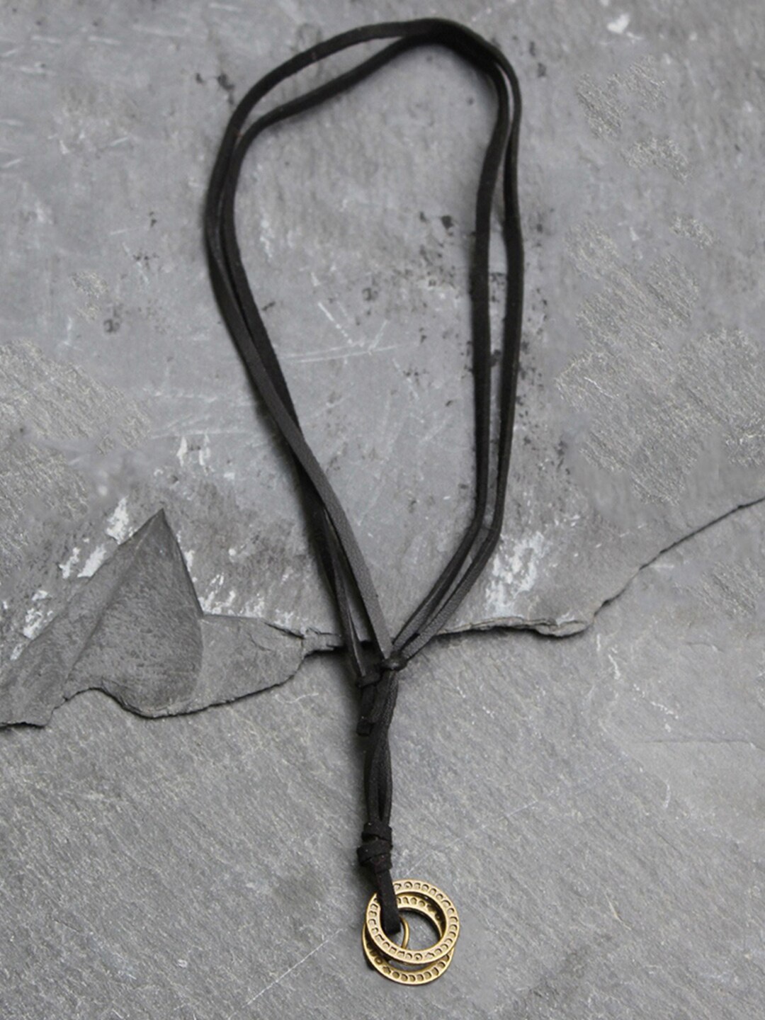 

UNKNOWN by Ayesha Circular Shaped Vegan Leather Pendant, Black