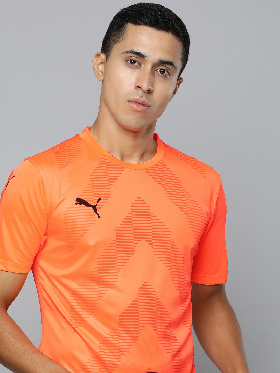 

Puma teamGLORY Geometric Printed Slim Fit dryCELL Football Jersey T-shirt, Orange