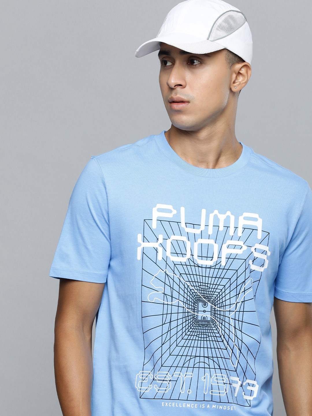 

Puma Pure Cotton Printed Game Plan Basketball Regular Fit T-Shirt, Blue
