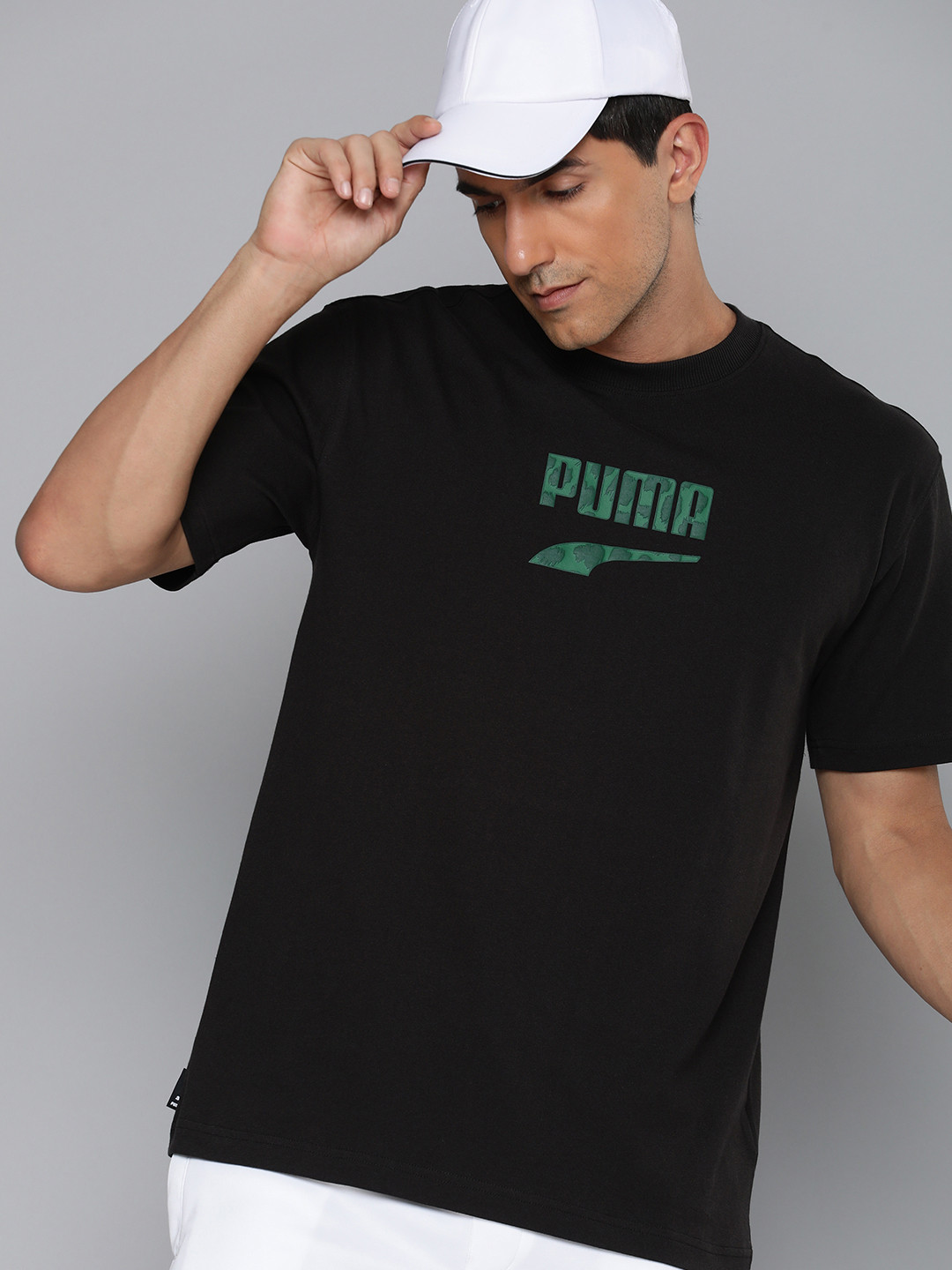 

Puma Downtown Brand Logo Graphic Printed Relaxed Fit Pure Cotton T-shirt, Black