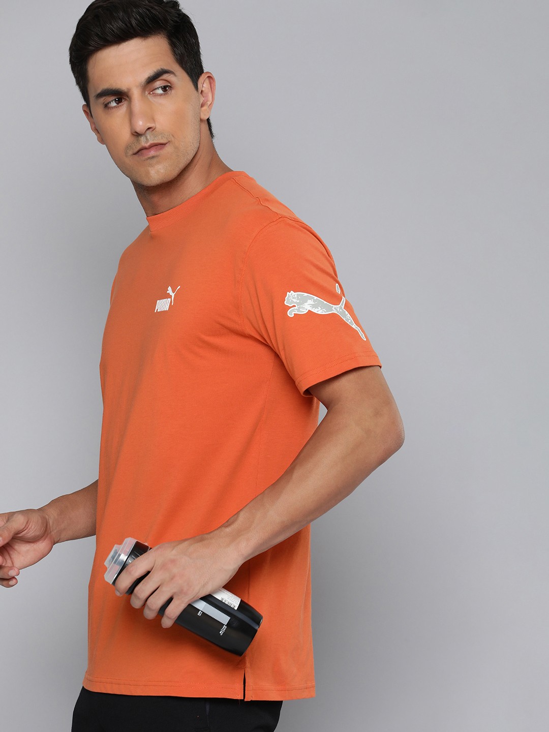 

Puma Men POWER Brand Logo Printed Pure Cotton Relaxed Fit T-shirt, Orange