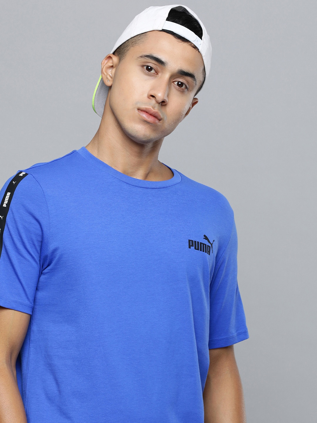 

Puma ESS + Tape Detail Regular Fit Pure Cotton T-shirt, Blue