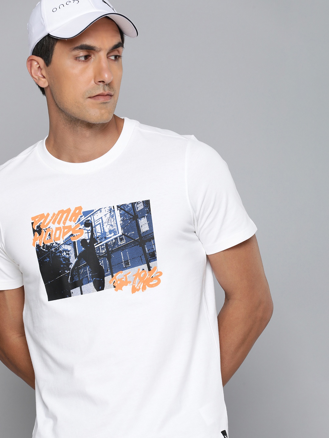 

Puma Men Take The Court Graphic Printed Pure Cotton Basketball T-shirt, White