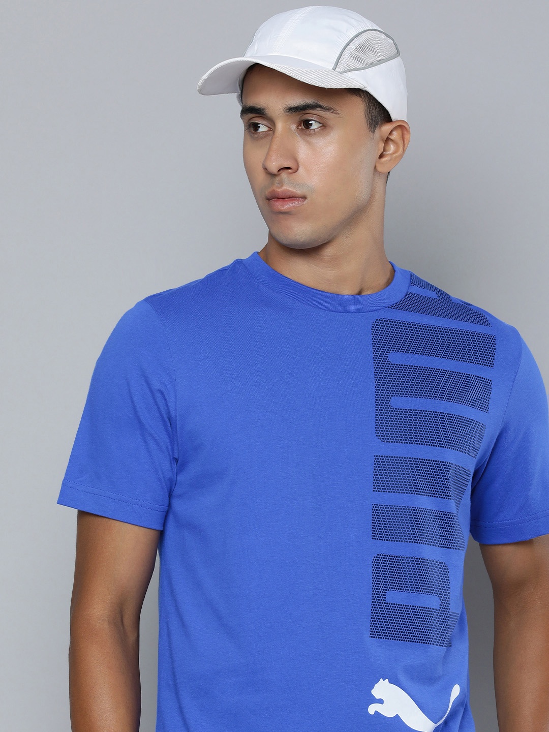 

Puma Round Neck Essential+LOGO LAB Printed Regular fit Pure Cotton T-Shirt, Blue