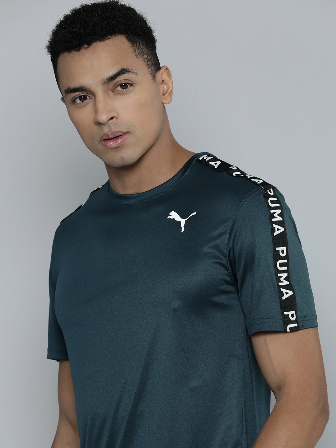 

Puma Men FIT TAPED Brand Logo Printed dryCELL Gym T-shirt, Teal