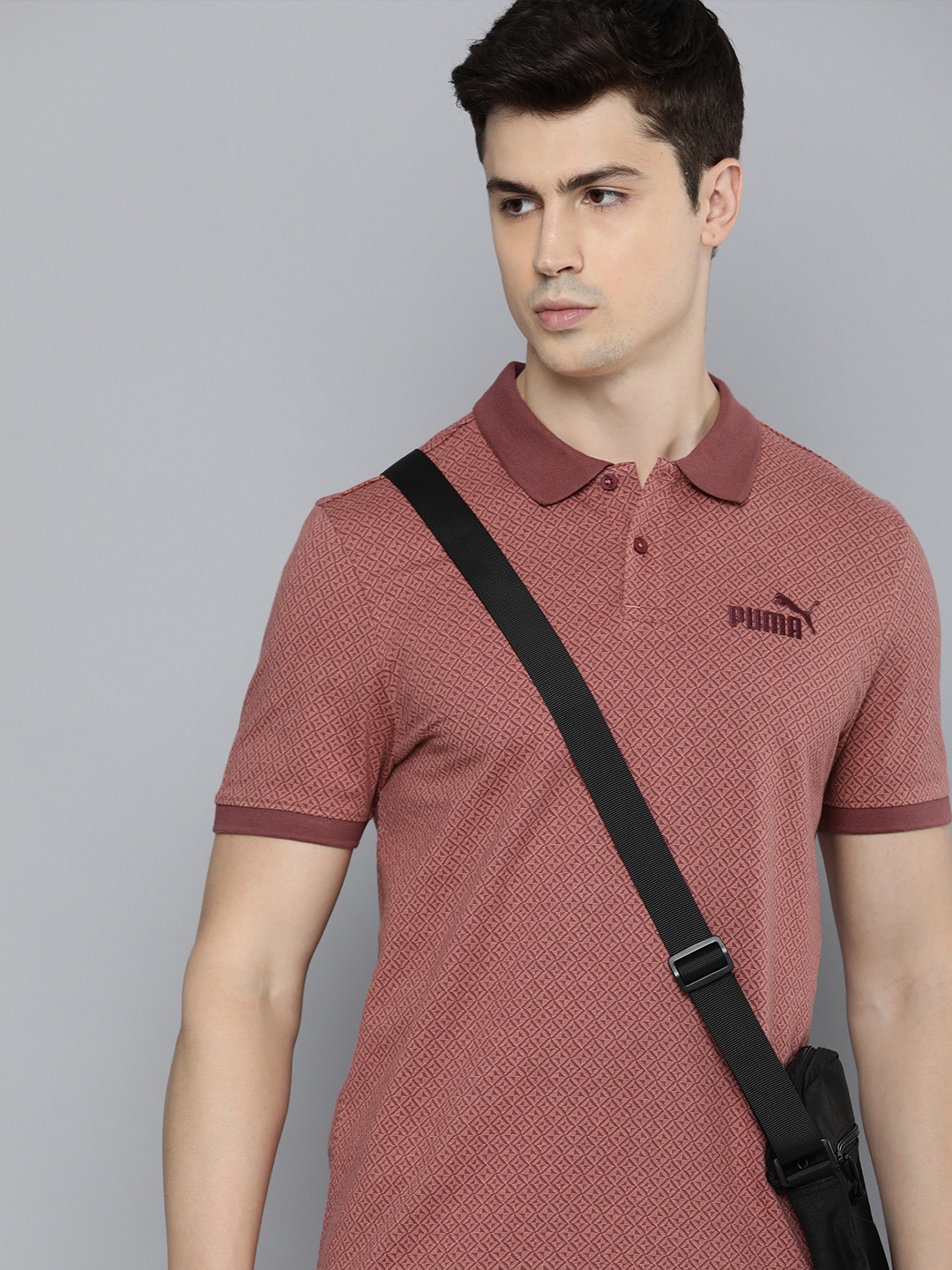 

Puma Jacquard Polo Collar Pure Cotton Slim Fit T-shirt, Mauve