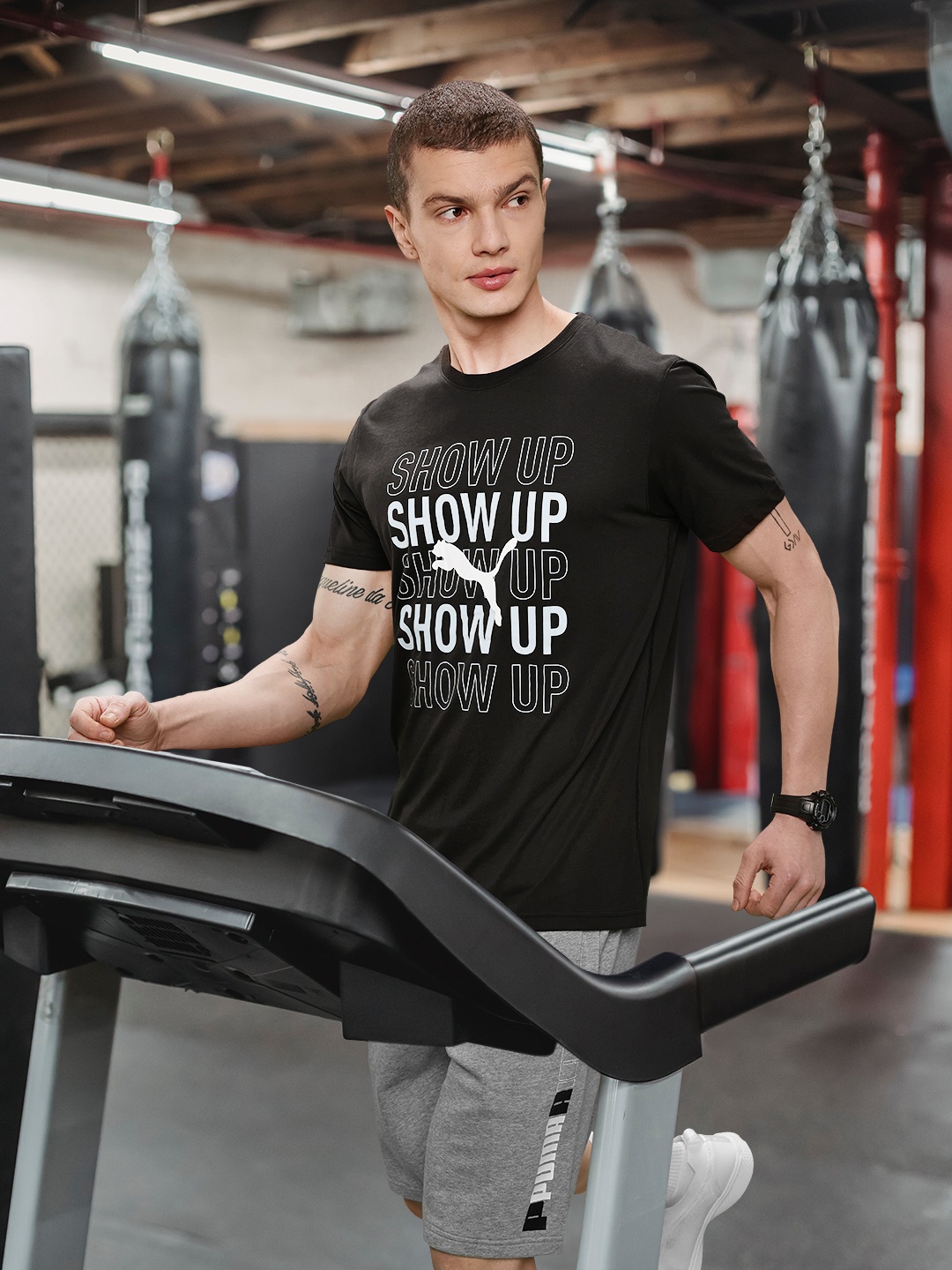 

Puma Typography Printed dryCELL PERFORMANCE RUNNING T-shirt, Black