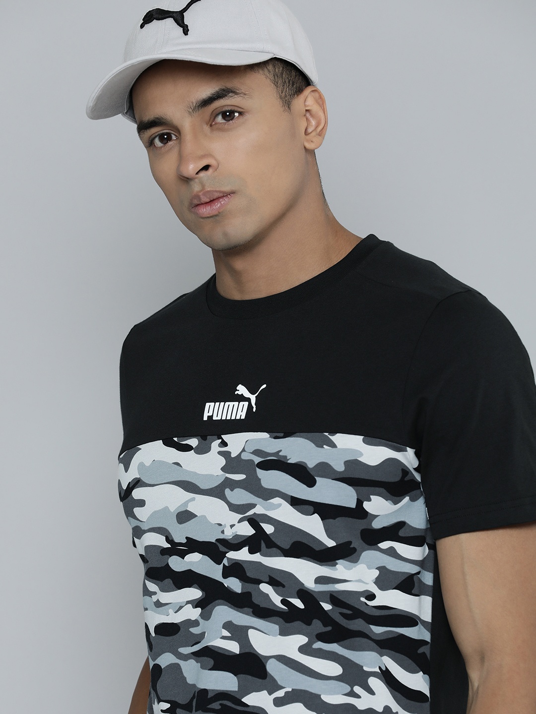 

Puma Pure Cotton Essential BLOCK CAMO Printed Outdoor T-Shirt, Black