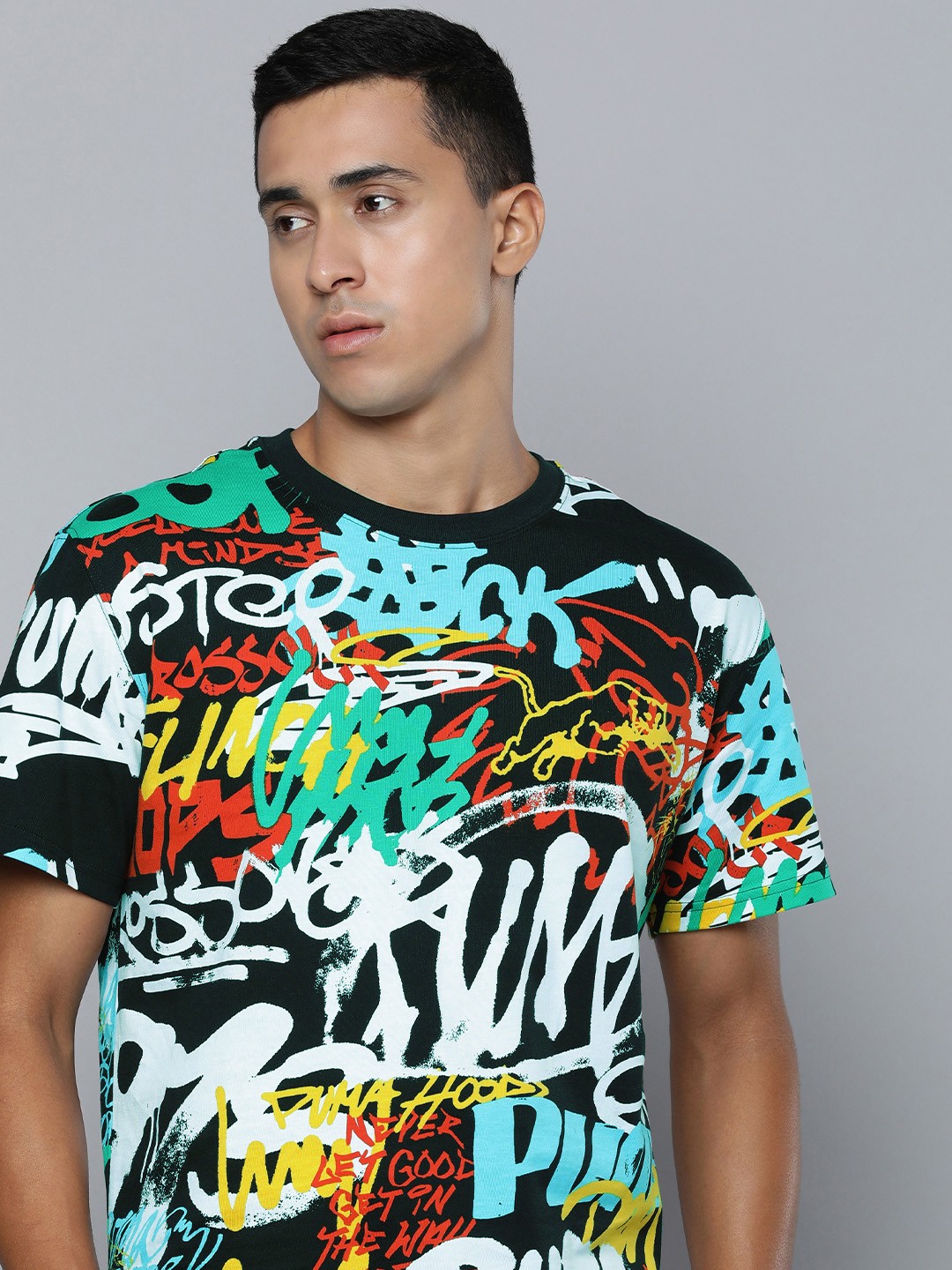 

Puma Printed Pure Cotton Regular fit T-shirt, Black
