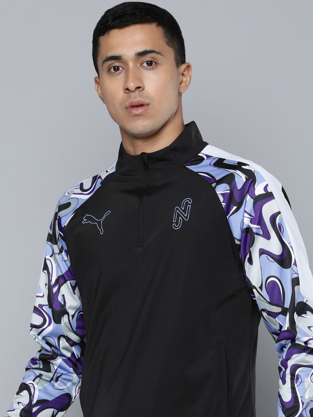 

Puma Men Neymar Jr. Creativity Trg Printed Dry Cell Henley Neck Football T-shirt, Black