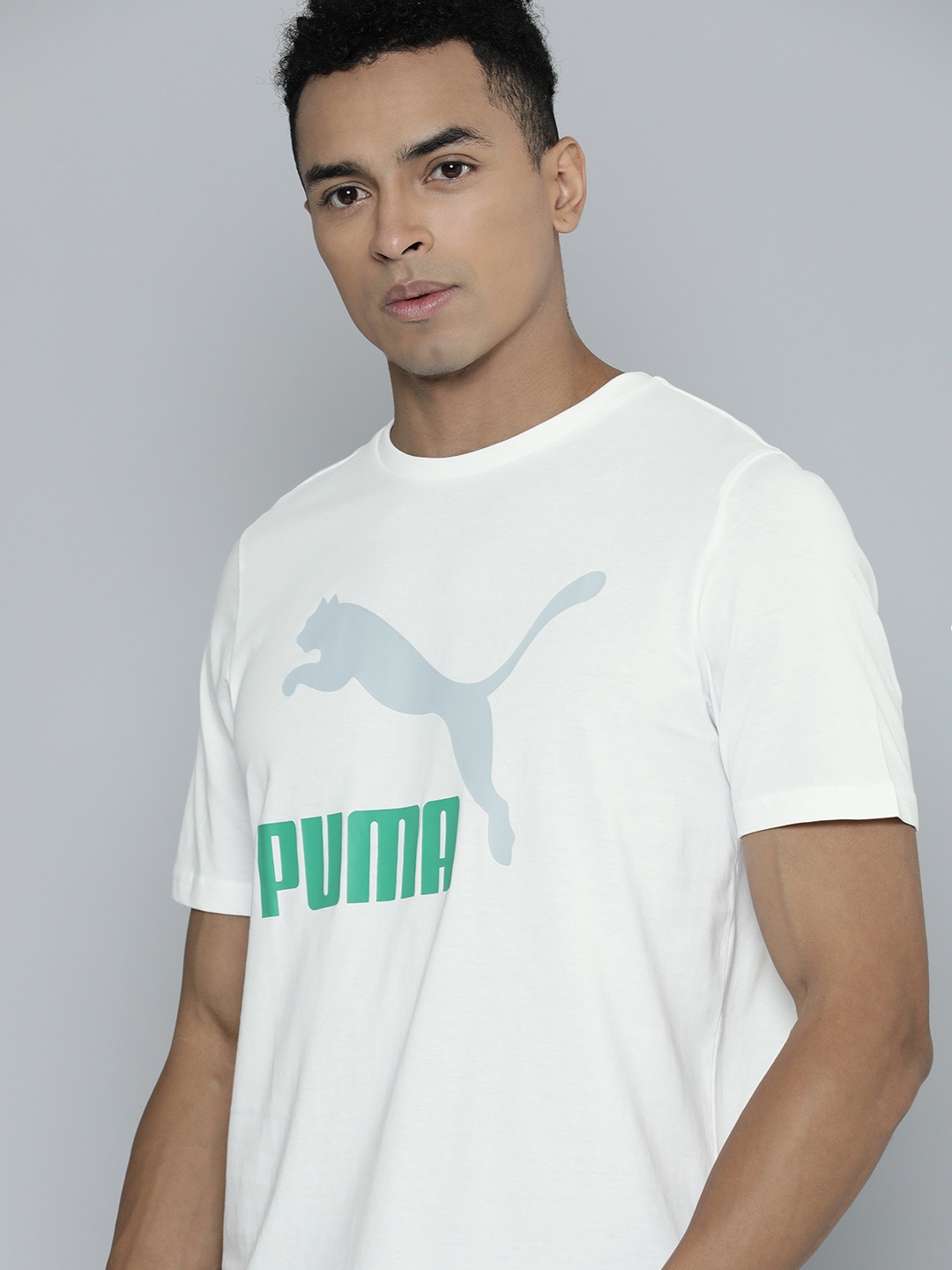

Puma Men Classics Brand Logo Printed Pure Cotton T-shirt, White