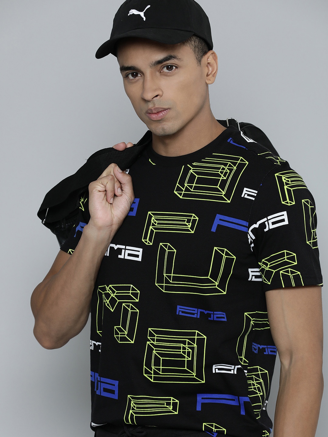 

Puma Pure Cotton Graphic Printed Breakaway AOP T-Shirt, Black