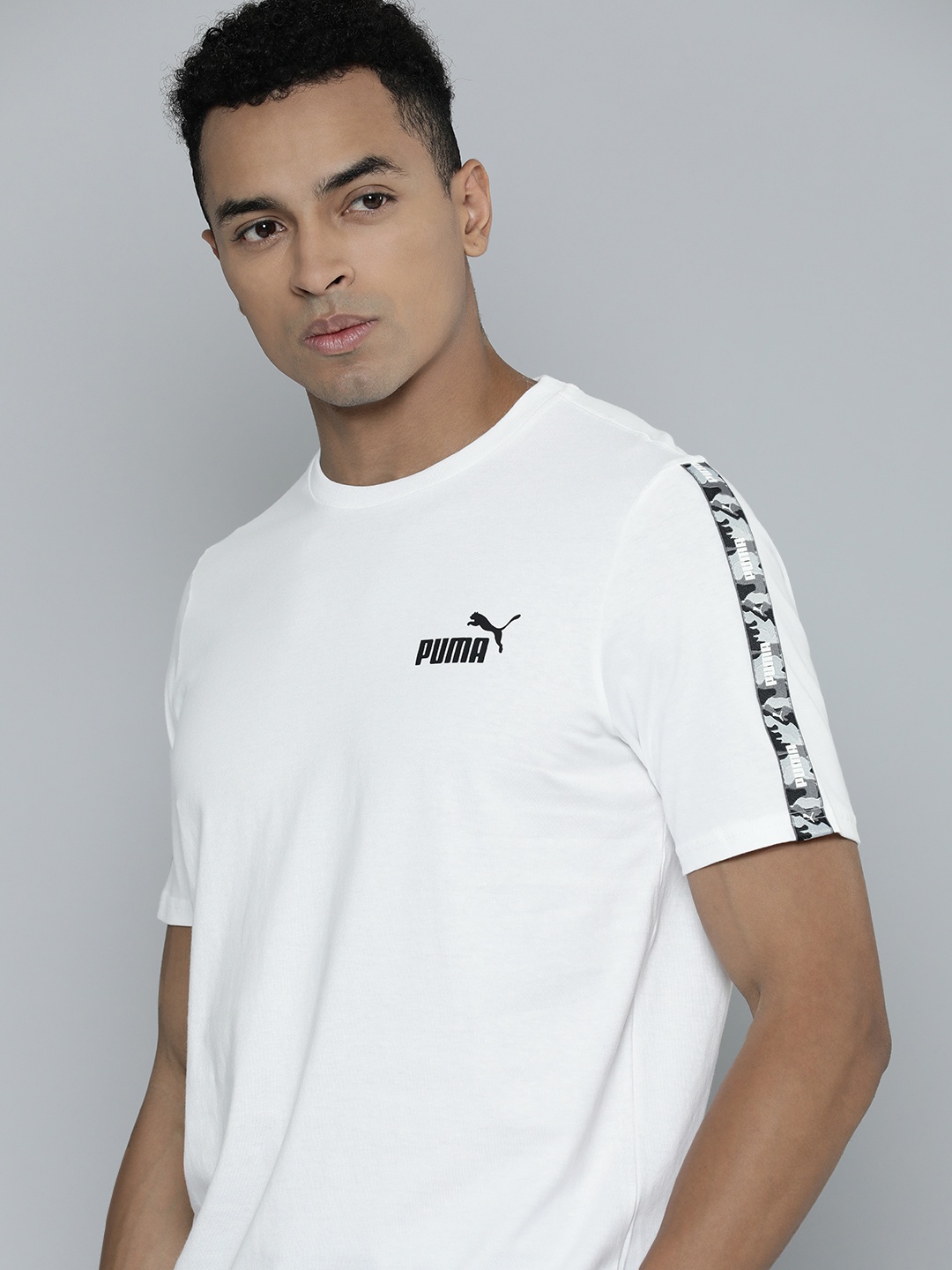 

Puma Pure Cotton Brand Logo Printed Essential TAPE CAMO T-Shirt, White