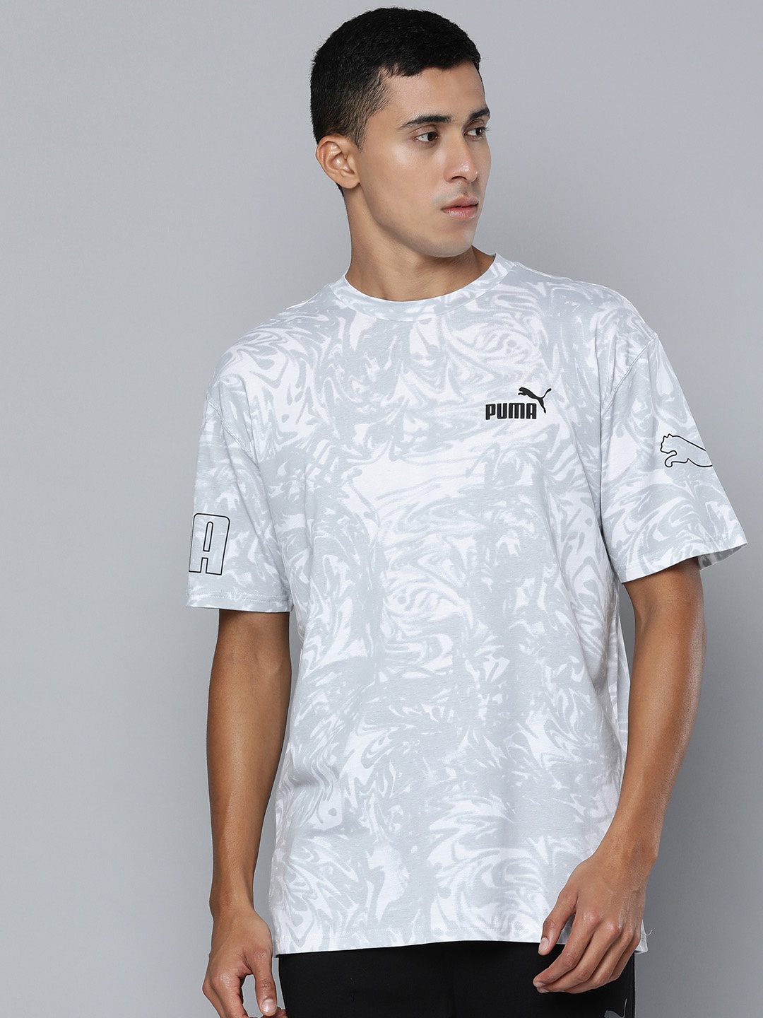 

Puma POWER AOP Abstract Printed Pure Cotton Relaxed Fit Outdoor T-Shirt, White