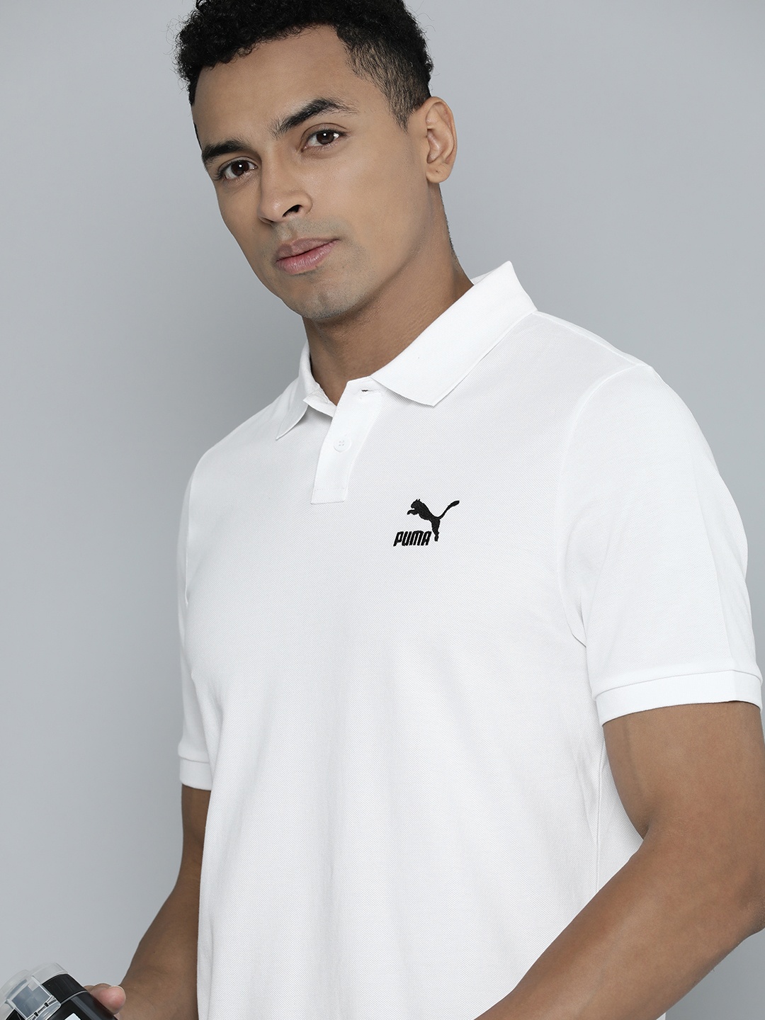 

Puma Men CLASSICS Polo Collar Pure Cotton Regular Fit T-shirt, White