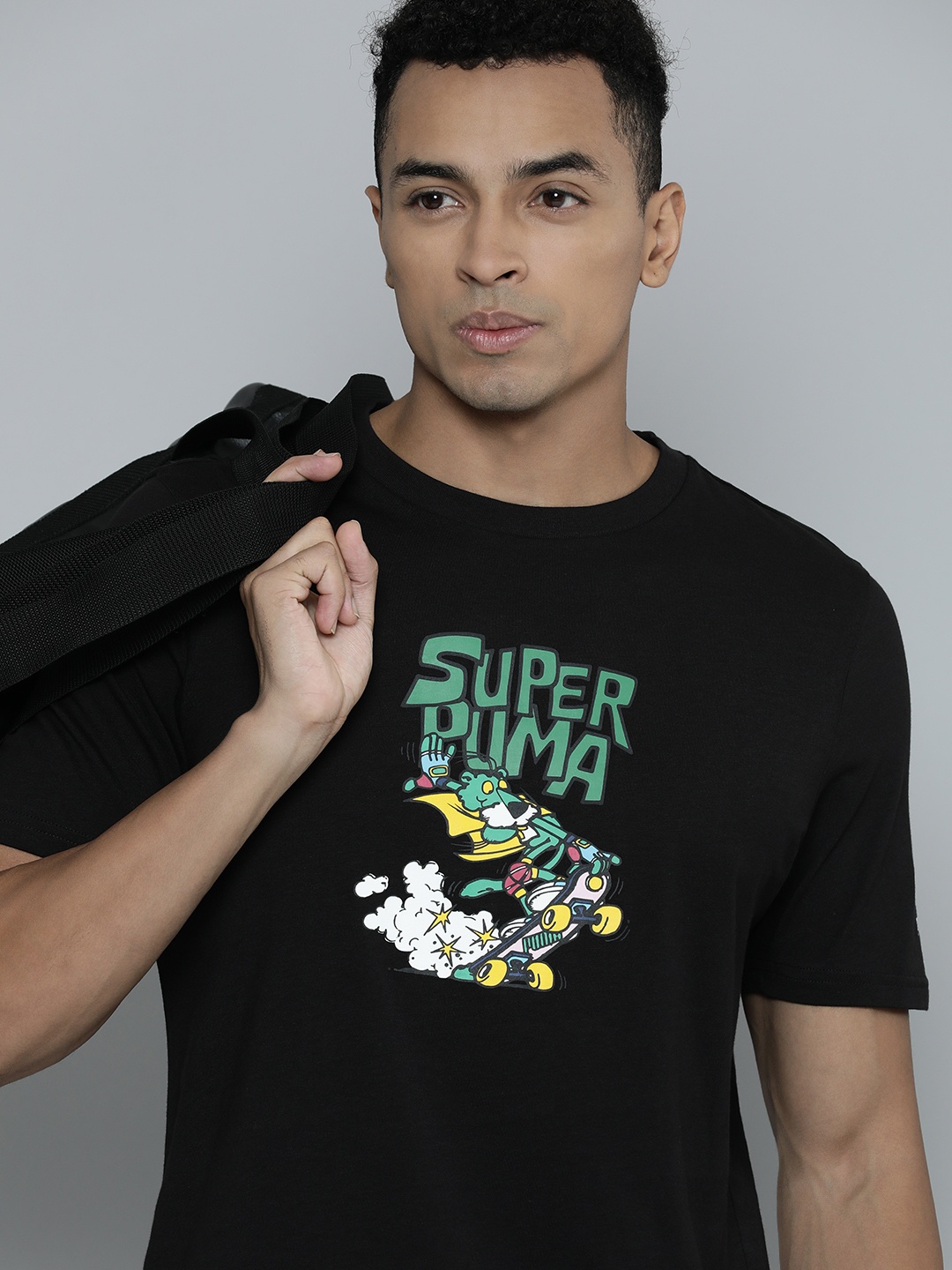 Puma Pure Cotton Typography Printed CLASSICS Graphic T-Shirt, Black