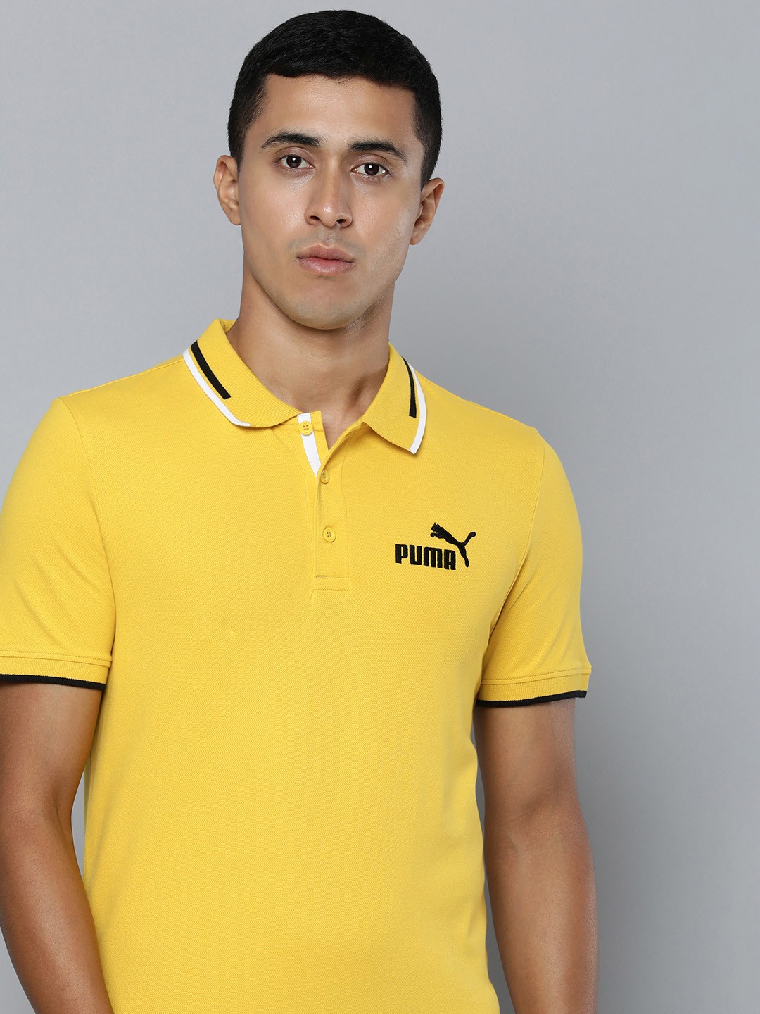 

Puma Men Solid Polo Collar Knitted Tipping Slim Fit T-shirt, Yellow